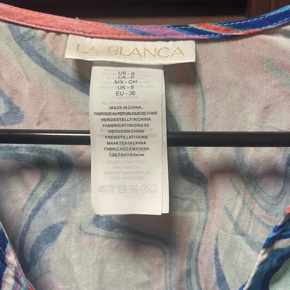 La Blanca Lace-Up V-Neck Tunic Beach Cover Up Size S